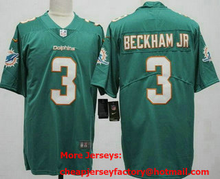 Men's Miami Dolphins #3 Odell Beckham Jr Limited Aqua Vapor Jersey