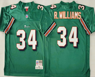 Men's Miami Dolphins #34 Ricky Williams Aqua 2002 Throwback Jersey