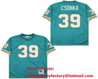 Men's Miami Dolphins #39 Larry Csonka Aqua 1972 Throwback Jersey