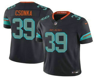 Men's Miami Dolphins #39 Larry Csonka Limited Black Rivalries FUSE Vapor Stitched Jersey