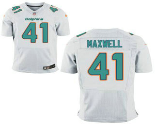Men's Miami Dolphins #41 Byron Maxwell White Road NFL Nike Elite Jersey