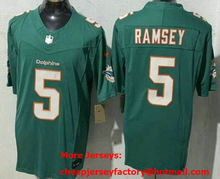 Men's Miami Dolphins #5 Jalen Ramsey Limited Aqua FUSE Vapor Jersey