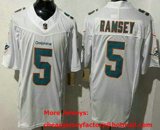 Men's Miami Dolphins #5 Jalen Ramsey Limited White FUSE Vapor Jersey
