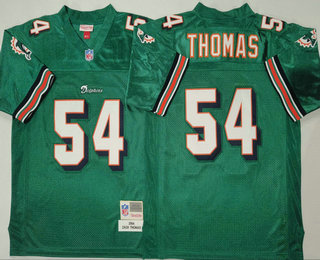 Men's Miami Dolphins #54 Zach Thomas Aqua 2004 Throwback Jersey