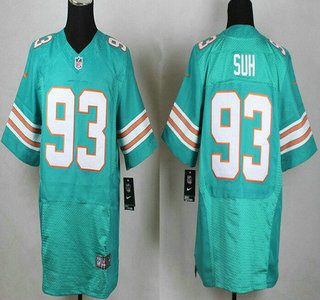 Men's Miami Dolphins #93 Ndamukong Suh Aqua Green Alternate 2015 NFL Nike Elite Jersey