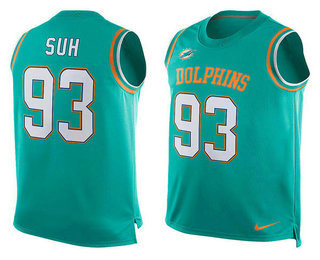 Men's Miami Dolphins #93 Ndamukong Suh Green Nike Player Name And Number Tank Top