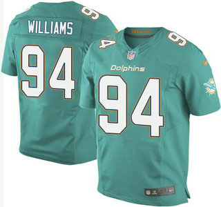Men's Miami Dolphins #94 Mario Williams Aqua Green Team Color New Elite Jersey