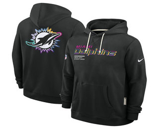 Men's Miami Dolphins Black 2025 Crucial Catch Club Pullover Hoodie