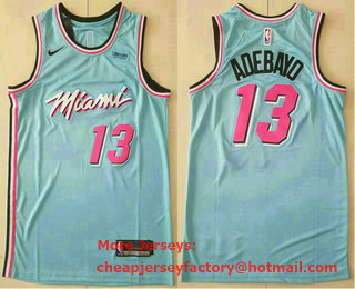 Men's Miami Heat #13 Bam Adebayo Light Blue 2019 Nike Swingman Stitched NBA Jersey With The Sponsor Logo