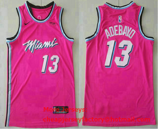 Men's Miami Heat #13 Bam Adebayo Pink Nike Swingman 2019 playoffs Earned Edition Stitched Jersey