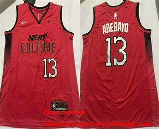 Men's Miami Heat #13 Bam Adebayo Red 2024 City Sponsor Swingman Jersey