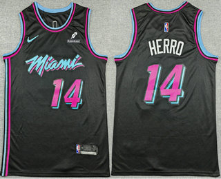 Men's Miami Heat #14 Tyler Herro Black City Sponsor Swingman Jersey