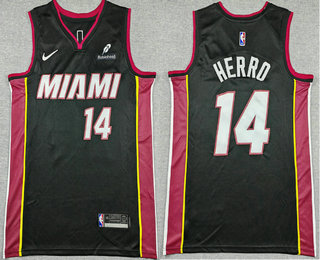 Men's Miami Heat #14 Tyler Herro Black Icon Sponsor Swingman Jersey