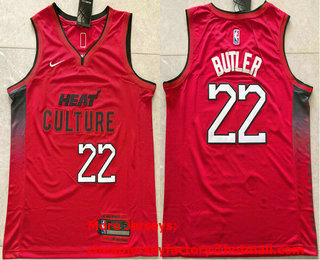 Men's Miami Heat #22 Jimmy Butler Red 2024 City Edition Swingman Stitched Jersey