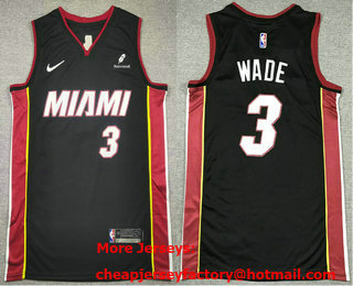 Men's Miami Heat #3 Dwyane Wade Black Icon Sponsor Swingman Jersey