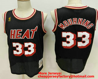 Men's Miami Heat #33 Alonzo Mourning Black Hardwood Classics Soul Swingman Throwback Jersey