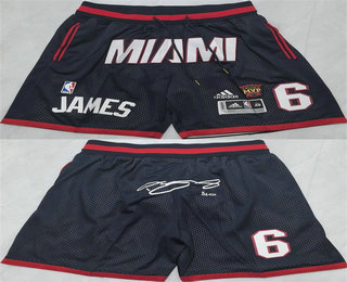 Men's Miami Heat #6 LeBron James Black Just Don Shorts