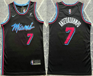 Men's Miami Heat #7 Giannis Antetokounmpo Black City Sponsor Swingman Jersey