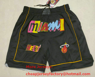 Men's Miami Heat Black 2022 City Edition Swingman Stitched Shorts 005