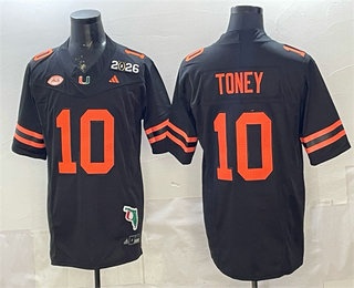 Men's Miami Hurricanes #10 Malachi Toney Black 2026 Champions College Football Jersey
