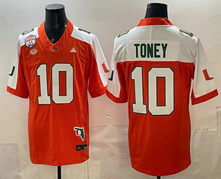 Men's Miami Hurricanes #10 Malachi Toney Orange Alternate FUSE The Fiesta Bowl Champions College Football Jersey