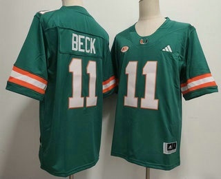 Men's Miami Hurricanes #11 Carson Beck Green College Football Jersey