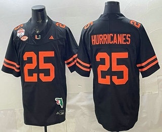 Men's Miami Hurricanes #25 Hurricanes Black FUSE Fiesta Bowl Champions  Florida Patch Stitched Jersey