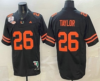 Men's Miami Hurricanes #26 Sean Taylor Black FUSE Fiesta Bowl Champions Florida Patch College Football Jersey