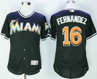 Men's Miami Marlins #16 Jose Fernandez Black Stitched MLB 2016 Flex Base Jersey