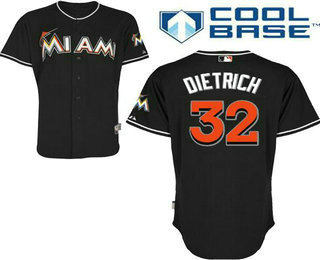 Men's Miami Marlins #32 Derek Dietrich Black Stitched Baseball Jersey