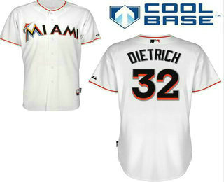 Men's Miami Marlins #32 Derek Dietrich White Home Stitched Baseball Jersey
