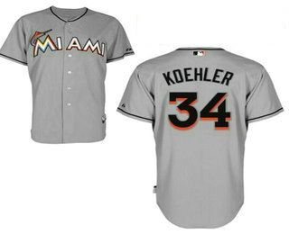 Men's Miami Marlins #34 Tom Koehler Gray Road Stitched Baseball Jersey