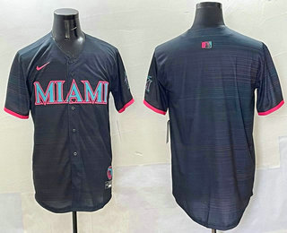 Men's Miami Marlins Blank Black 2025 City Connect Limited Stitched Jersey