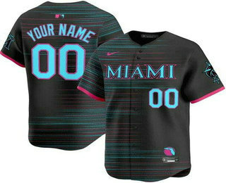 Men's Miami Marlins Customized Black 2025 City Connect Limited Jersey