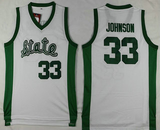 Men's Michigan State Spartans #33 Magic Johnson White College Basketball Swingman Jersey