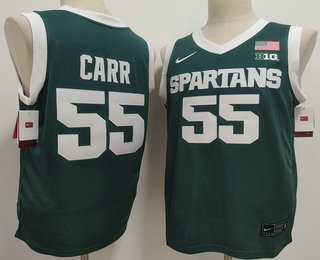 Men's Michigan State Spartans #55 Coen Carr Green College Basketball Jersey