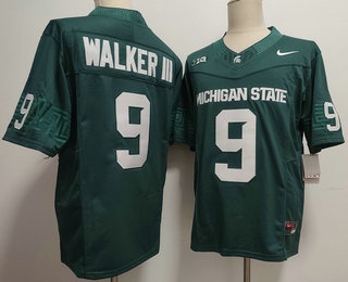 Men's Michigan State Spartans #9 Kenneth Walker III Green FUSE College Football Jersey