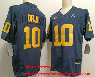 Men's Michigan Wolverines #10 Alex Orji Navy Blue 2023 FUSE Vapor Stitched Jersey