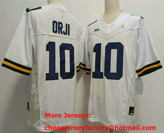Men's Michigan Wolverines #10 Alex Orji White 2023 FUSE Vapor Stitched Jersey