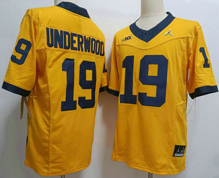 Men's Michigan Wolverines #19 Bryce Underwood Yellow FUSE College Stitched Jersey