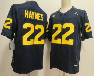 Men's Michigan Wolverines #22 Justice Haynes Navy FUSE College Football Jersey