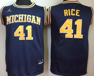 Men's Michigan Wolverines #41 Glen Rice Navy Blue College Basketball Swingman Stitched Jersey