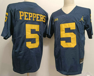 Men's Michigan Wolverines #5 Jabrill Peppers Navy Blue Jordan 2022 Vapor Untouchable Stitched Jersey