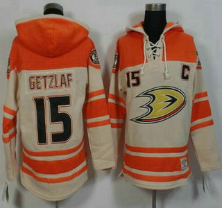 Men's Mighty Ducks of Anaheim #15 Ryan Getzlaf Old Time Hockey Cream Hoody