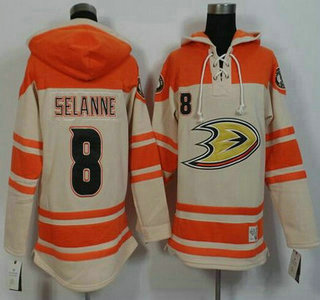 Men's Mighty Ducks of Anaheim #8 Teemu Selanne Old Time Hockey Cream Hoody