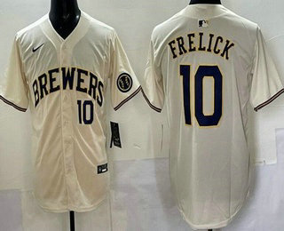 Men's Milwaukee Brewers #10 Sal Frelick Cream Limited Jersey