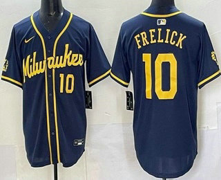 Men's Milwaukee Brewers #10 Sal Frelick Navy Limited Jersey