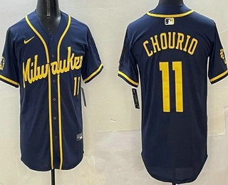 Men's Milwaukee Brewers #11 Jackson Chourio Navy Limited Jersey