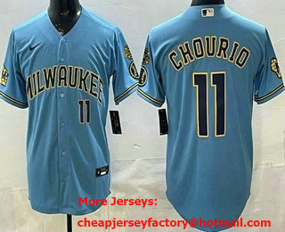 Men's Milwaukee Brewers #11 Jackson Chourio Powder Blue Limited Jersey