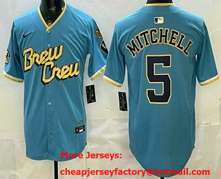 Men's Milwaukee Brewers #5 Garrett Mitchell Powder Blue Limited Jersey